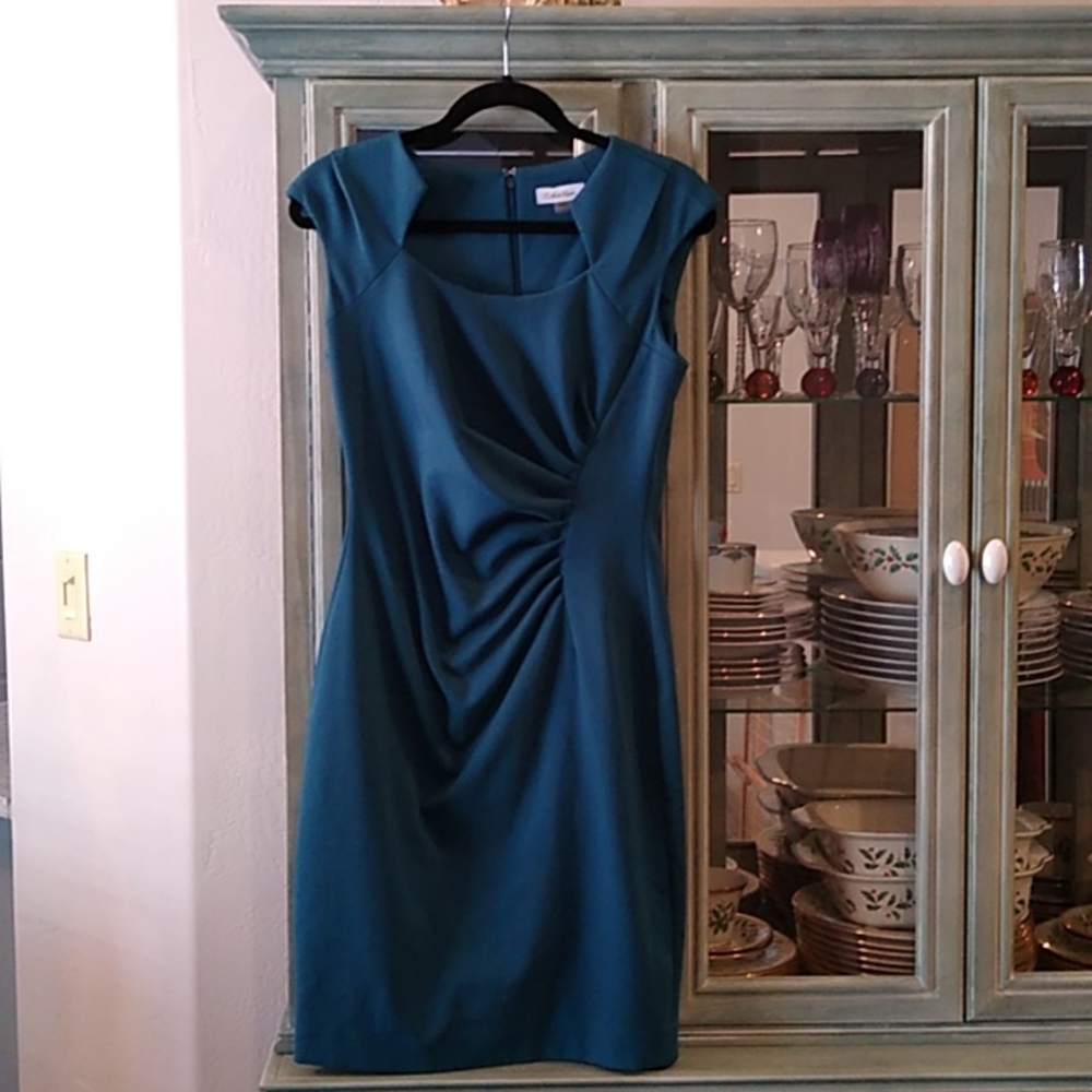 Beautiful Teal Green Calvin Klein Dress, bodycon, True Size 6